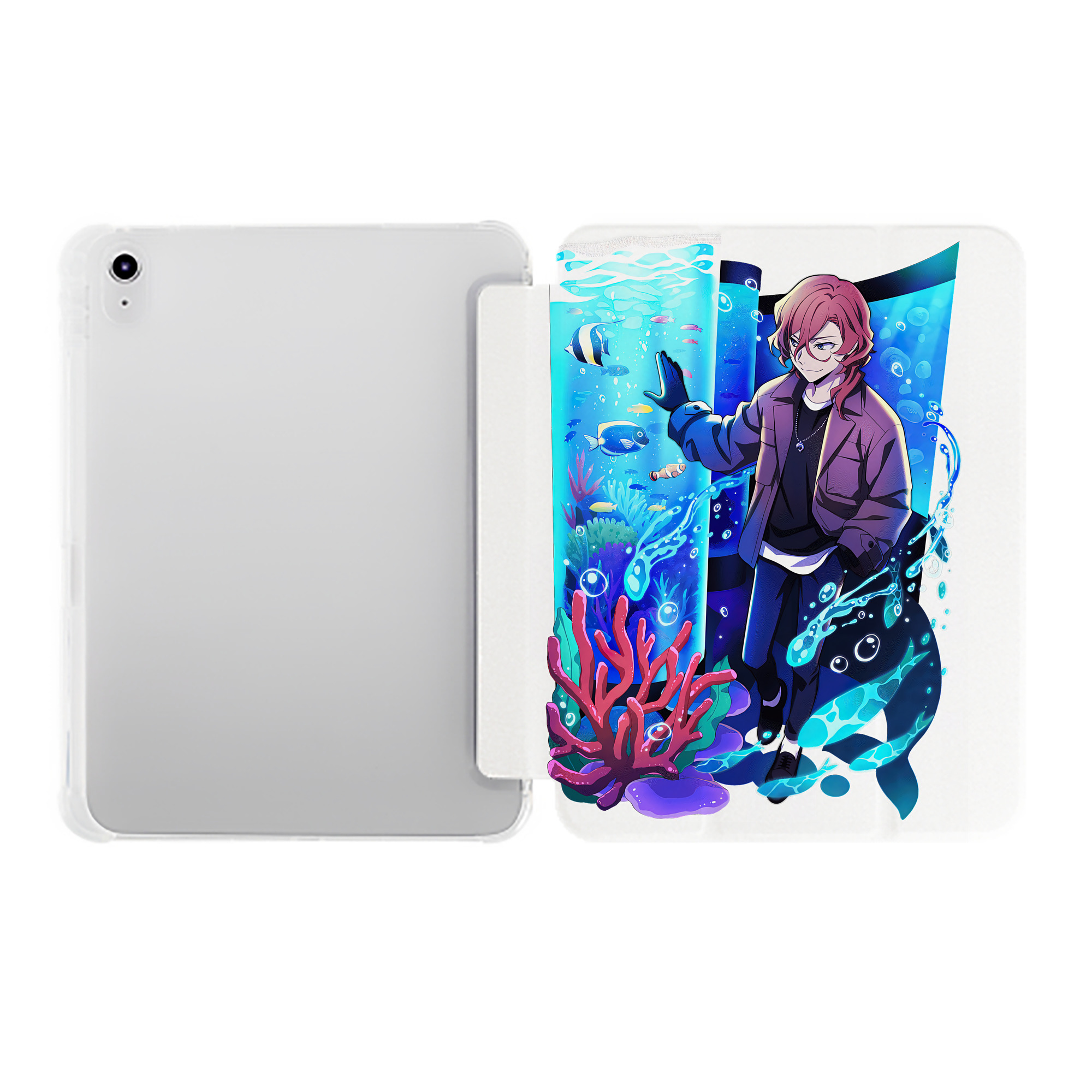 （画像用） 文豪ストレイドッグス Bungo Stray Dogs IPad ケース ペン収納付き 三つ折りスタンド PUレザー×シリコン 対応機種9.5/10.5/10.9インチ